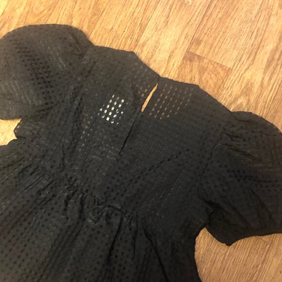 Maeve Puff Short Sleeve Babydoll Blouse in Black Size XS - Picture 8 of 13